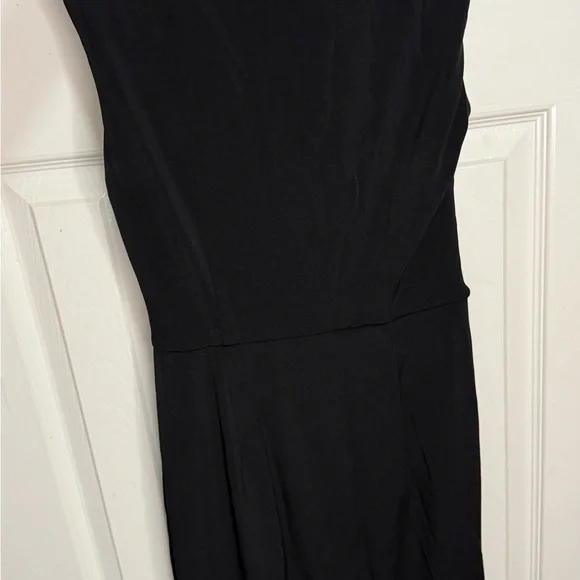 WHBM Black Wrap Dress Sleeveless Surplice Neck Elegant Draped Classic EveningNWT - Picture 3 of 3